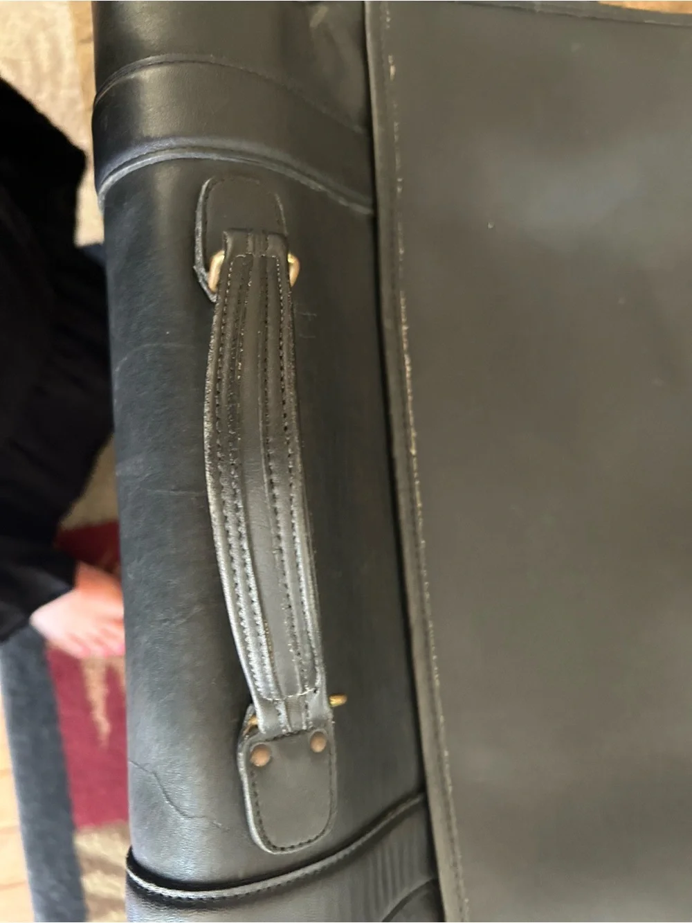 Coach Black Leather Messenger Bag with Gold Hardware